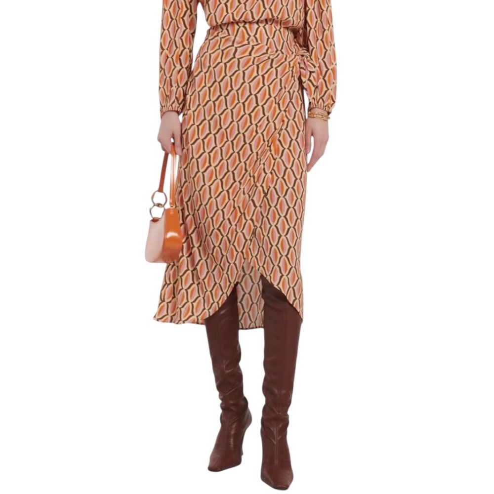 Velvet Graham & Spencer Alisha printed crêpe wrap skirt L excellent condition